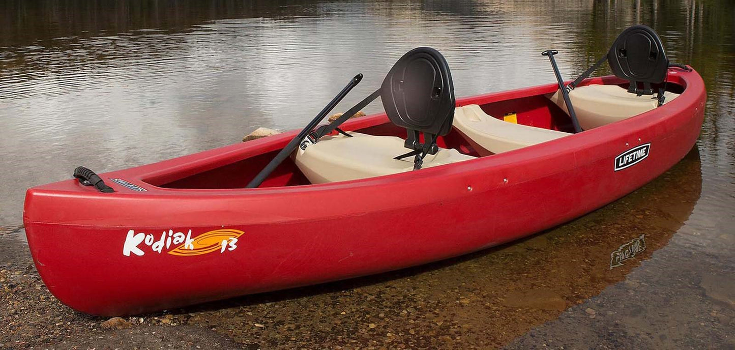 3 Person 13' Canoe Large Plastic HDPE Lifetime Kodiak 3 Seats with Paddles