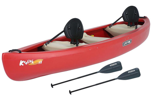 3 Person 13' Canoe Large Plastic HDPE Lifetime Kodiak 3 Seats with Paddles
