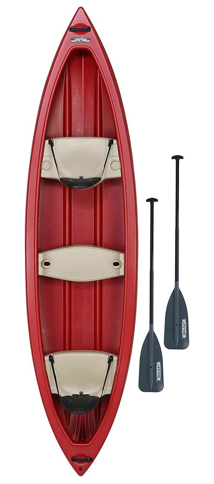 3 Person 13' Canoe Large Plastic HDPE Lifetime Kodiak 3 Seats with Paddles
