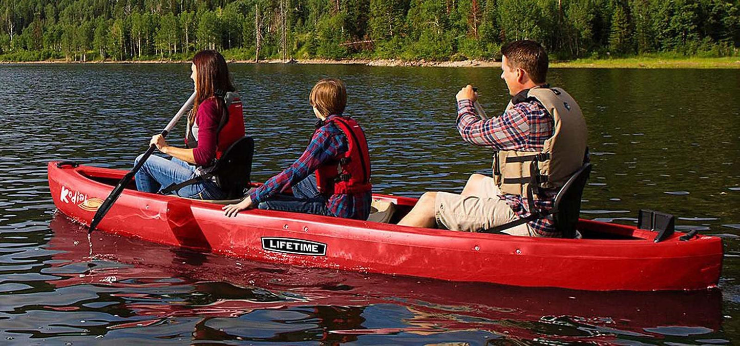 3 Person 13' Canoe Large Plastic HDPE Lifetime Kodiak 3 Seats with Paddles