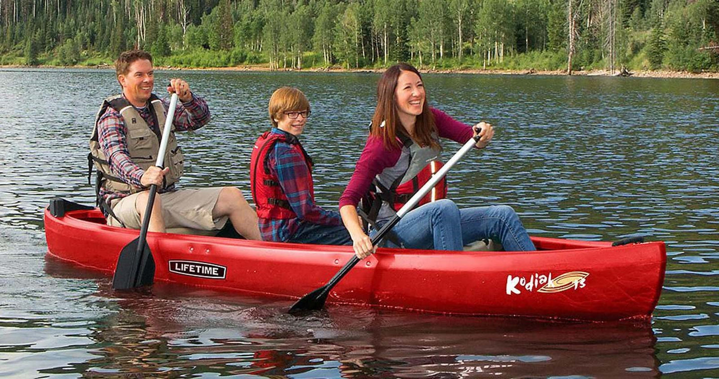 3 Person 13' Canoe Large Plastic HDPE Lifetime Kodiak 3 Seats with Paddles