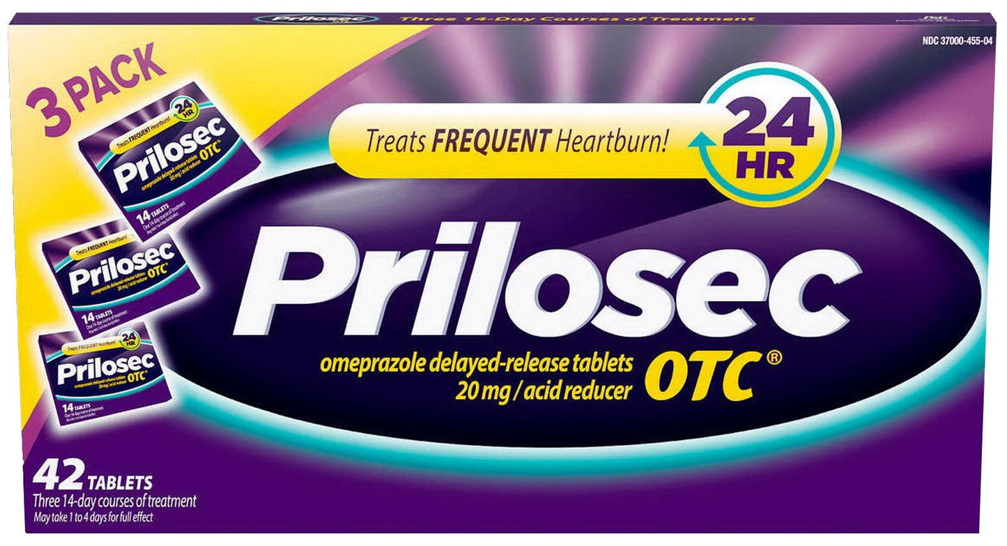 Prilosec OTC 20 mg 42 Tablets Heartburn Acid Reducer Omeprazole Delayed Release