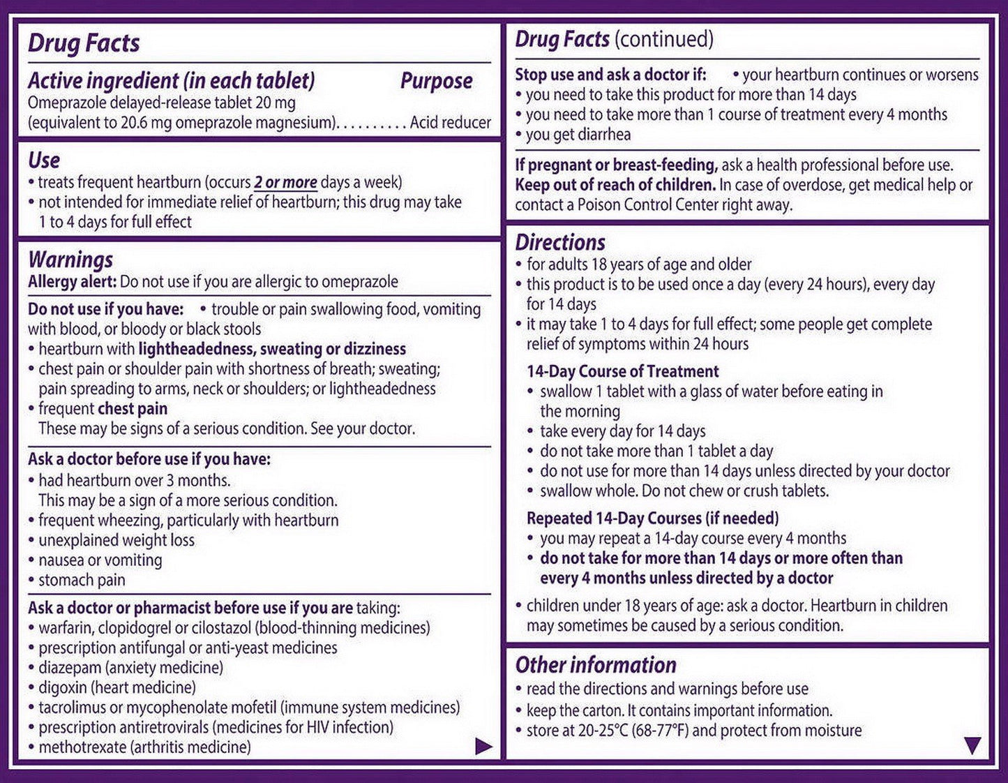 Prilosec OTC 20 mg 42 Tablets Heartburn Acid Reducer Omeprazole Delayed Release