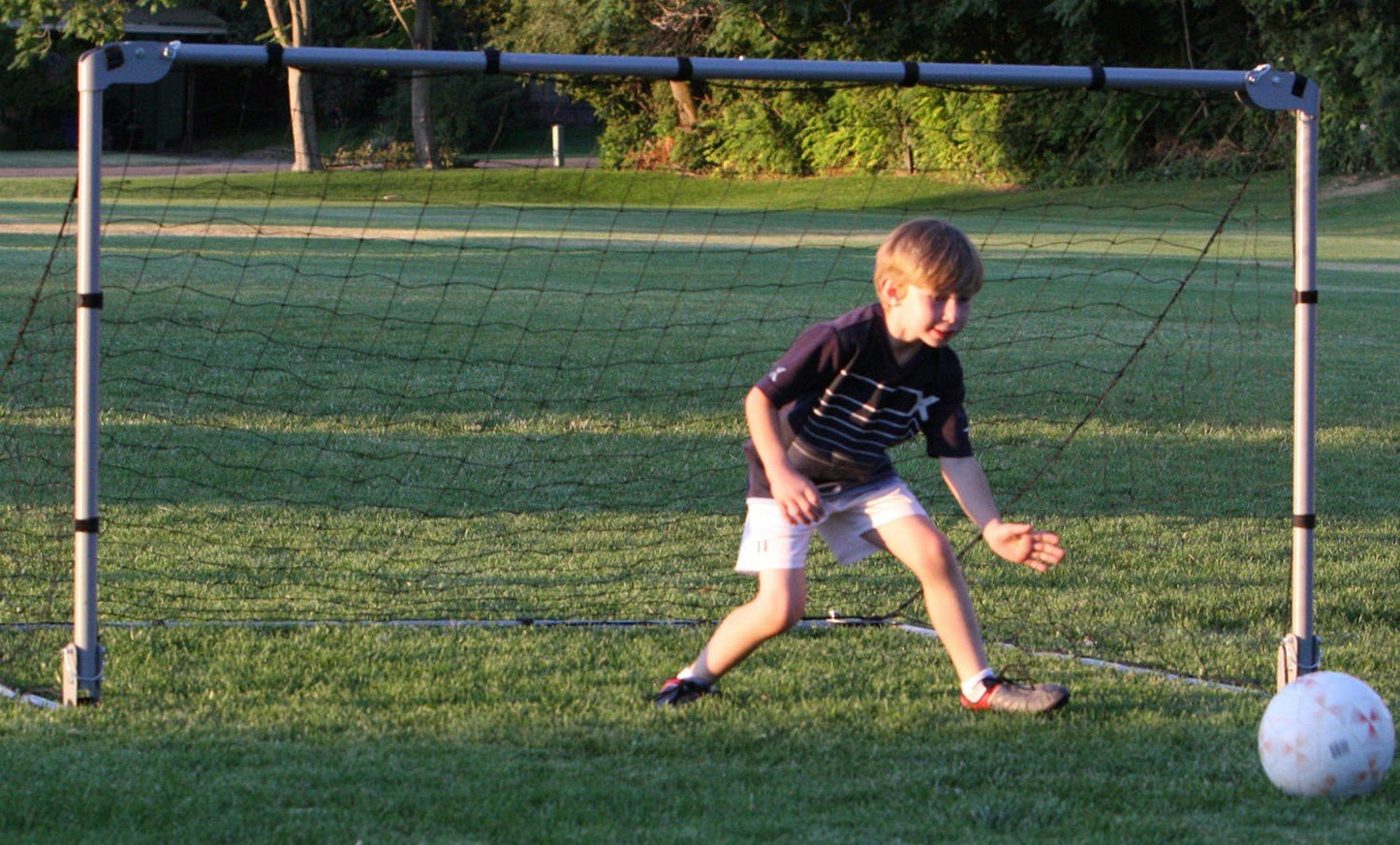 Portable Soccer Goal Adjustable Size Folding Steel Frame 5' x 7' Wide Lifetime