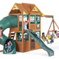 Cedar Wood Outdoor Playset Playground 12' Slide Climbing Wall Kid Kraft