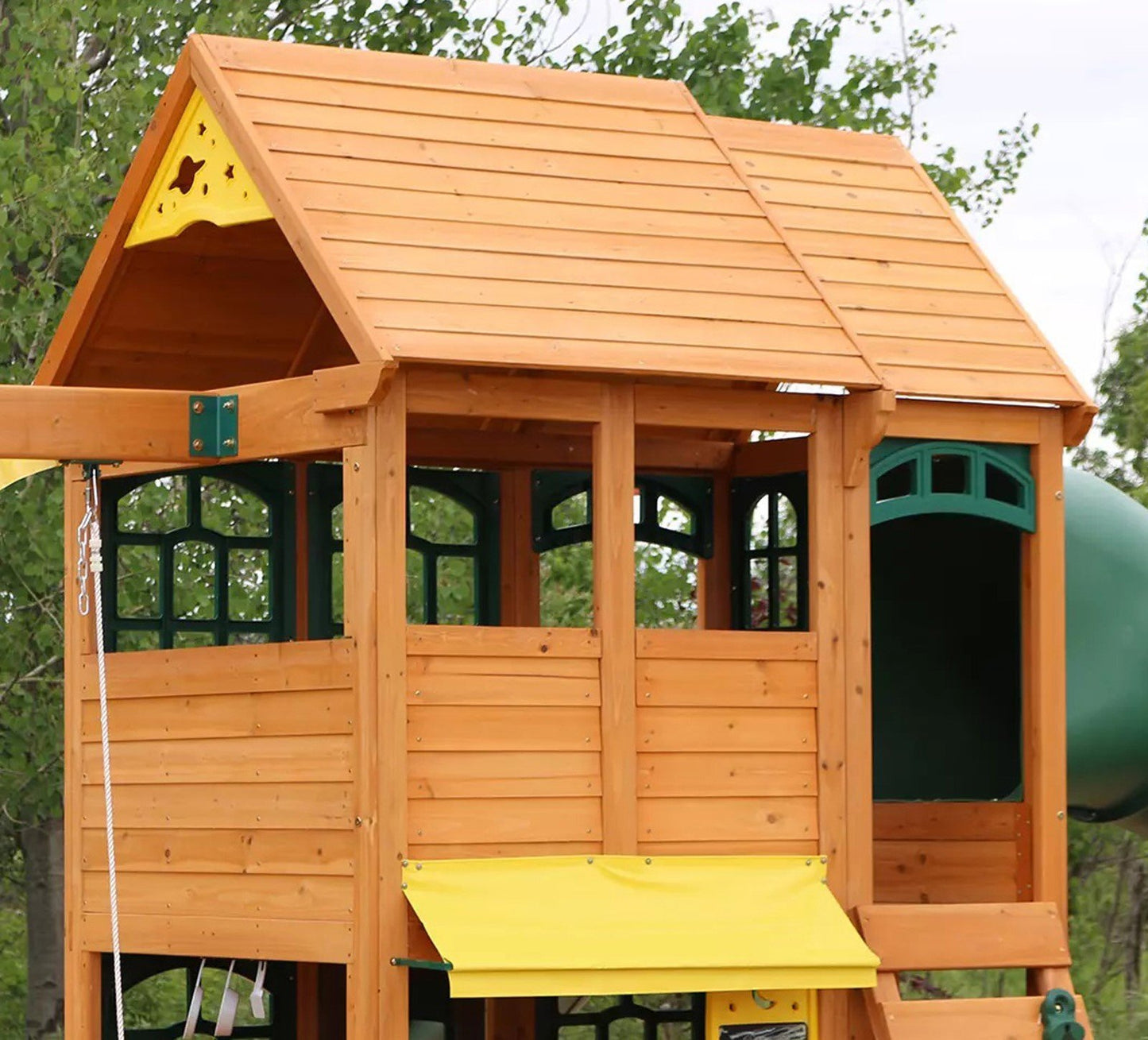 Cedar Wood Outdoor Playset Playground 12' Slide Climbing Wall Kid Kraft