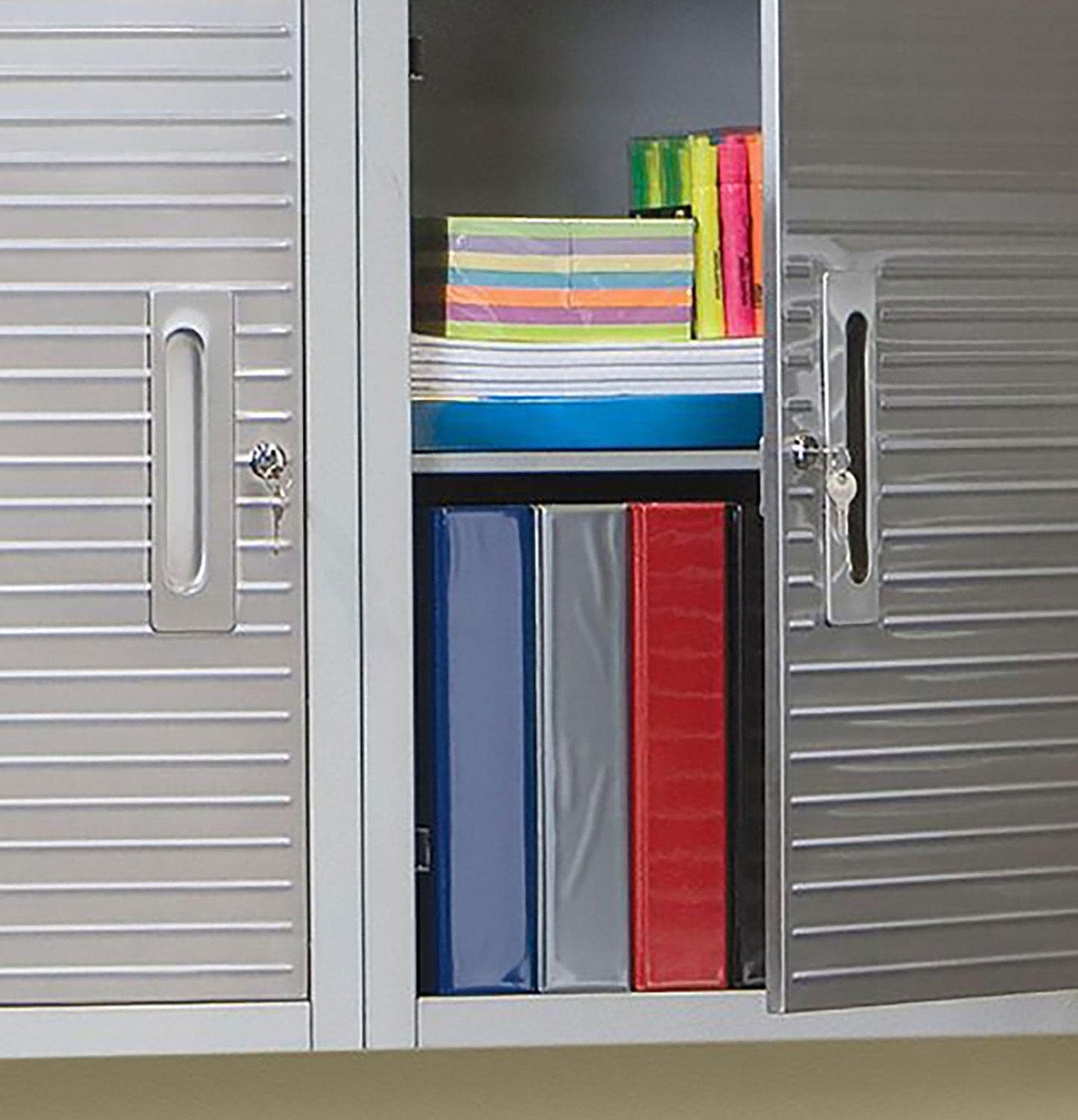 5 Piece Steel Storage Cabinet Set 2 Tall Cabinets 2 Wall with Work Bench