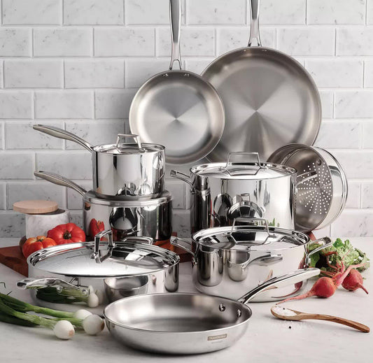 Tramontina Tri-Ply Clad 14 pc Cookware Set 18/10 Stainless Steel Induction Ready