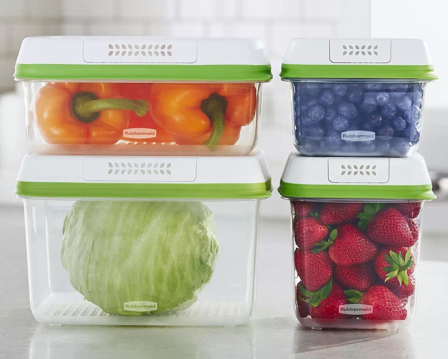 Rubbermaid FreshWorks Produce Food Storage Containers 8 pc Plastic Vented Lids