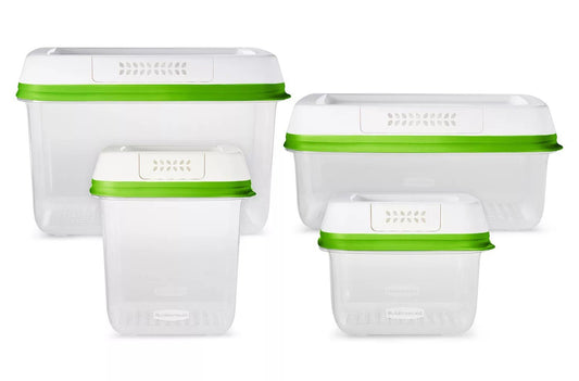 Rubbermaid FreshWorks Produce Food Storage Containers 8 pc Plastic Vented Lids