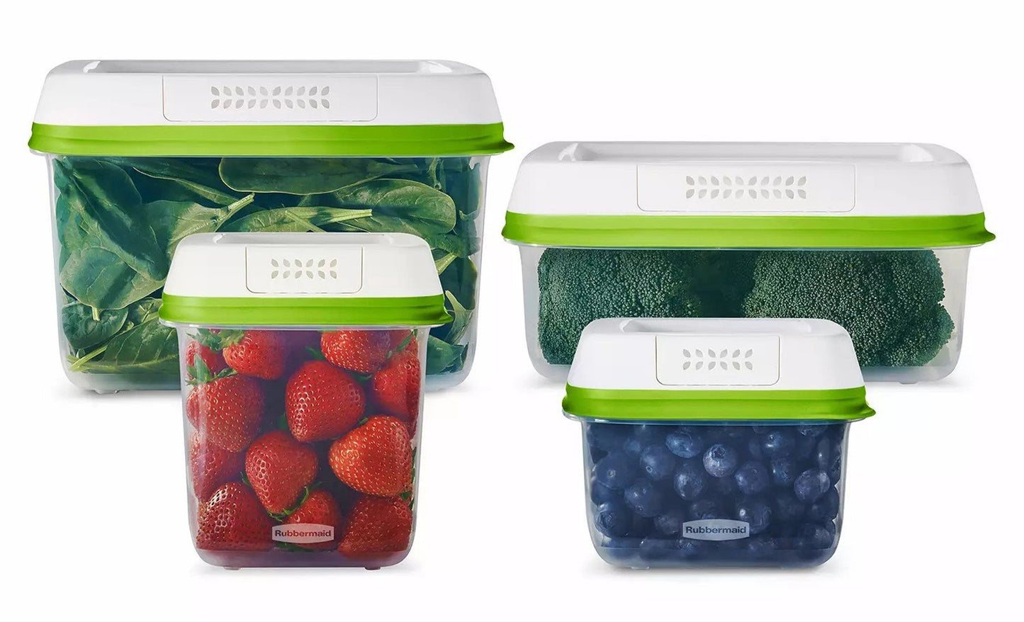 Rubbermaid FreshWorks Produce Food Storage Containers 8 pc Plastic Vented Lids