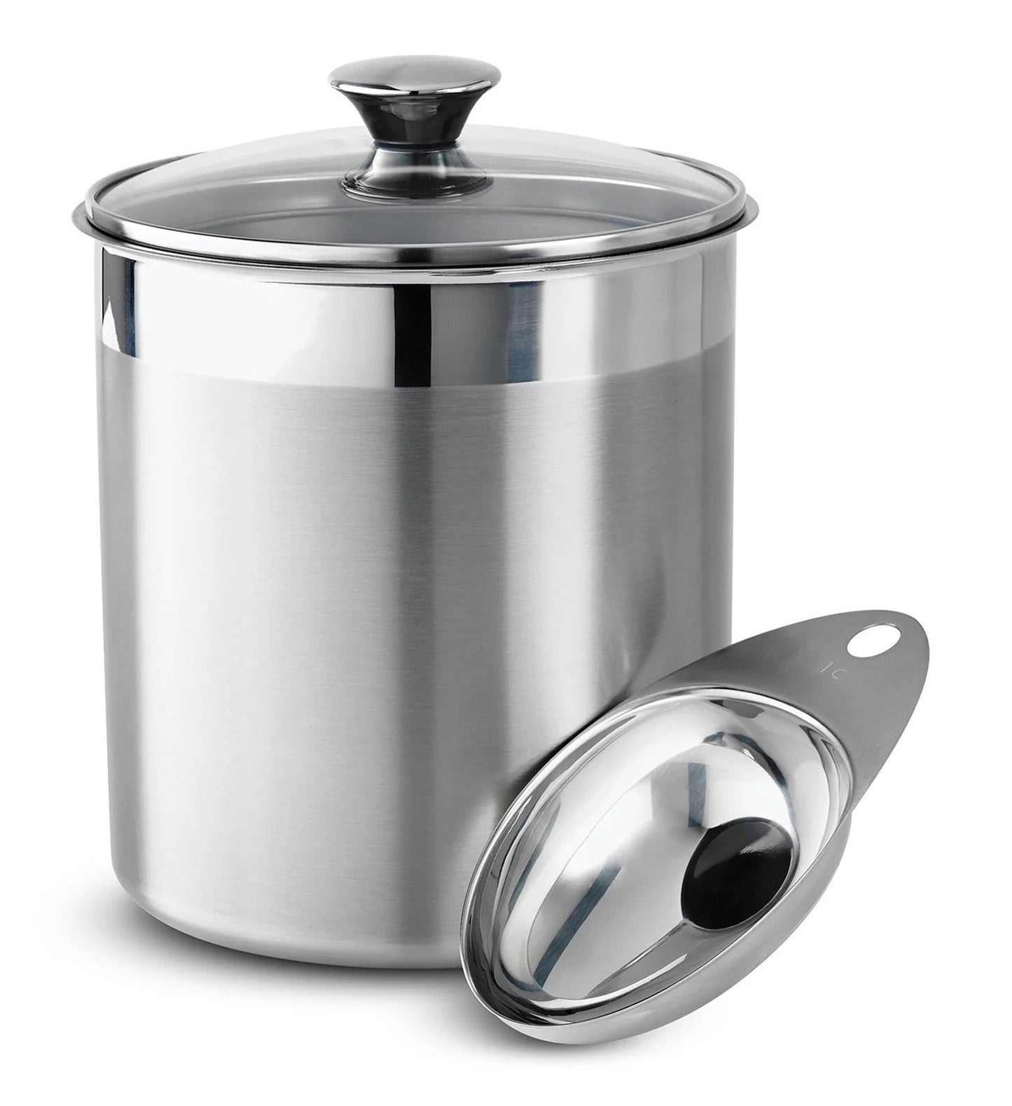 Tramontina 6 pc Kitchen Storage Canister Set Stainless Steel with Lids & Scoops