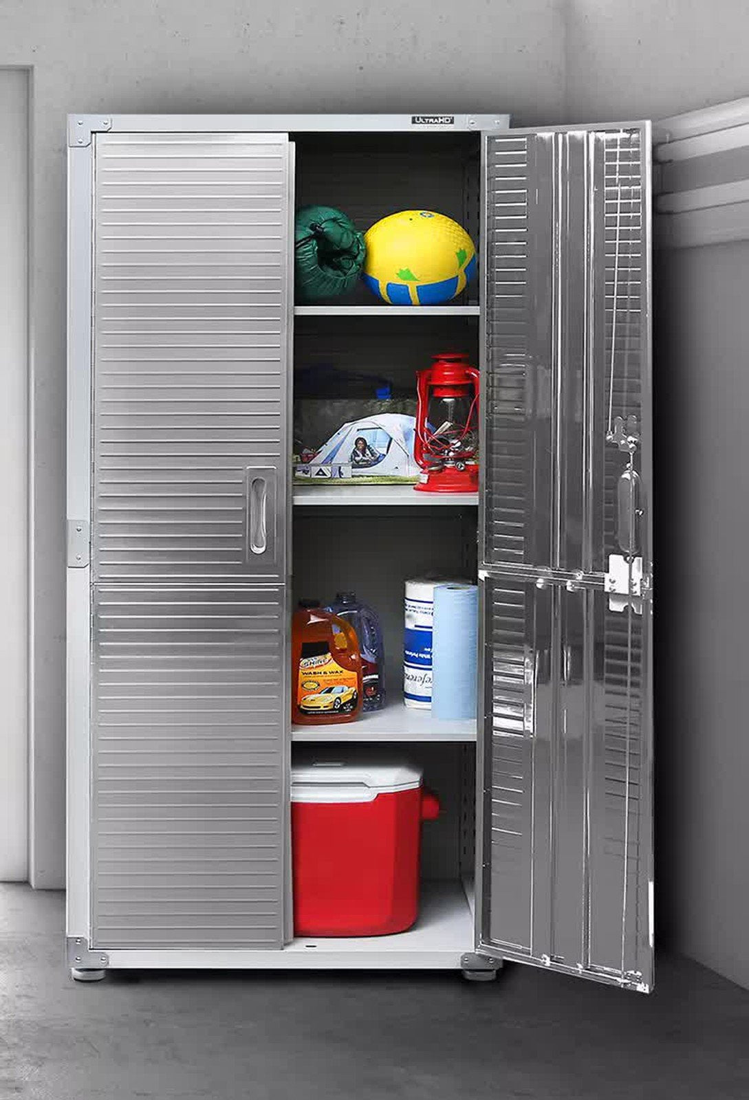 Tall Stainless Steel Storage Cabinet 4 Shelf 2 Locking Doors Heavy Duty 30"x 72"