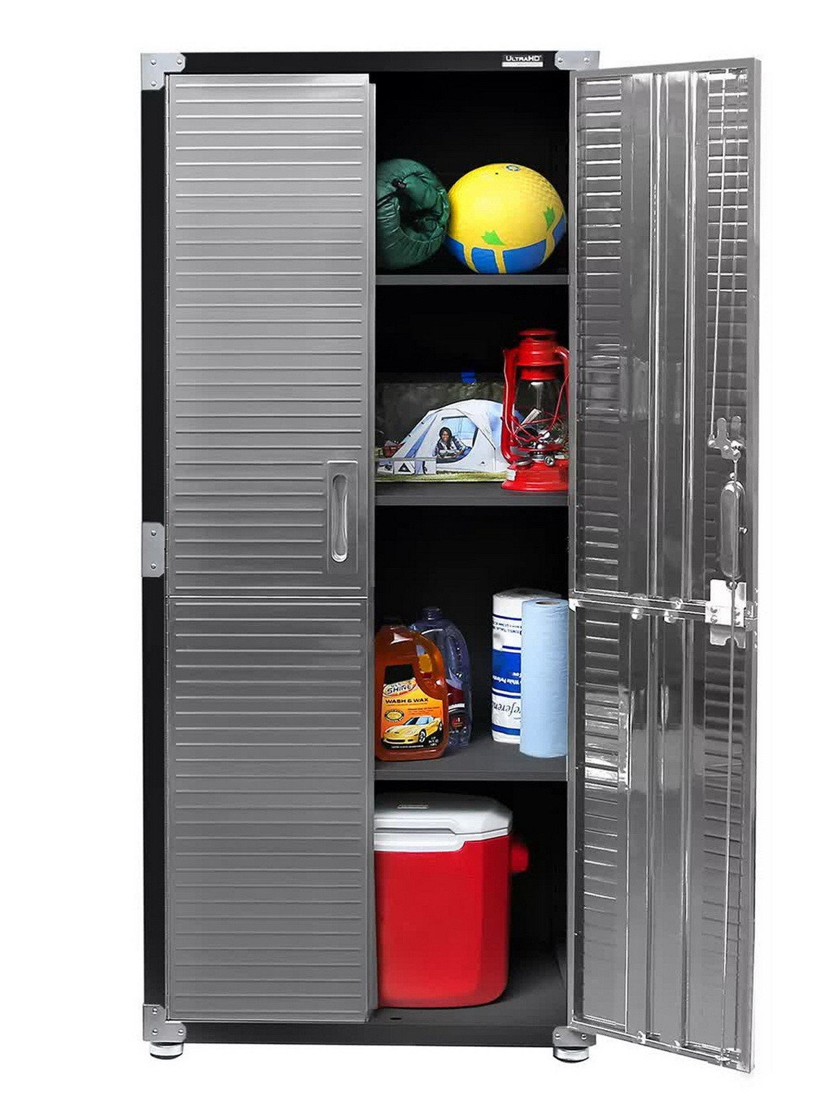 Tall Stainless Steel Storage Cabinet 4 Shelf 2 Locking Doors Heavy Duty 30"x 72"