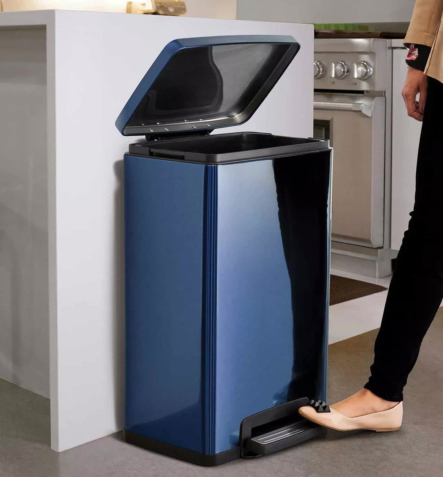 Stainless Steel 13 Gallon Step Trash Can Tramontina Garbage Bin Plastic Liner