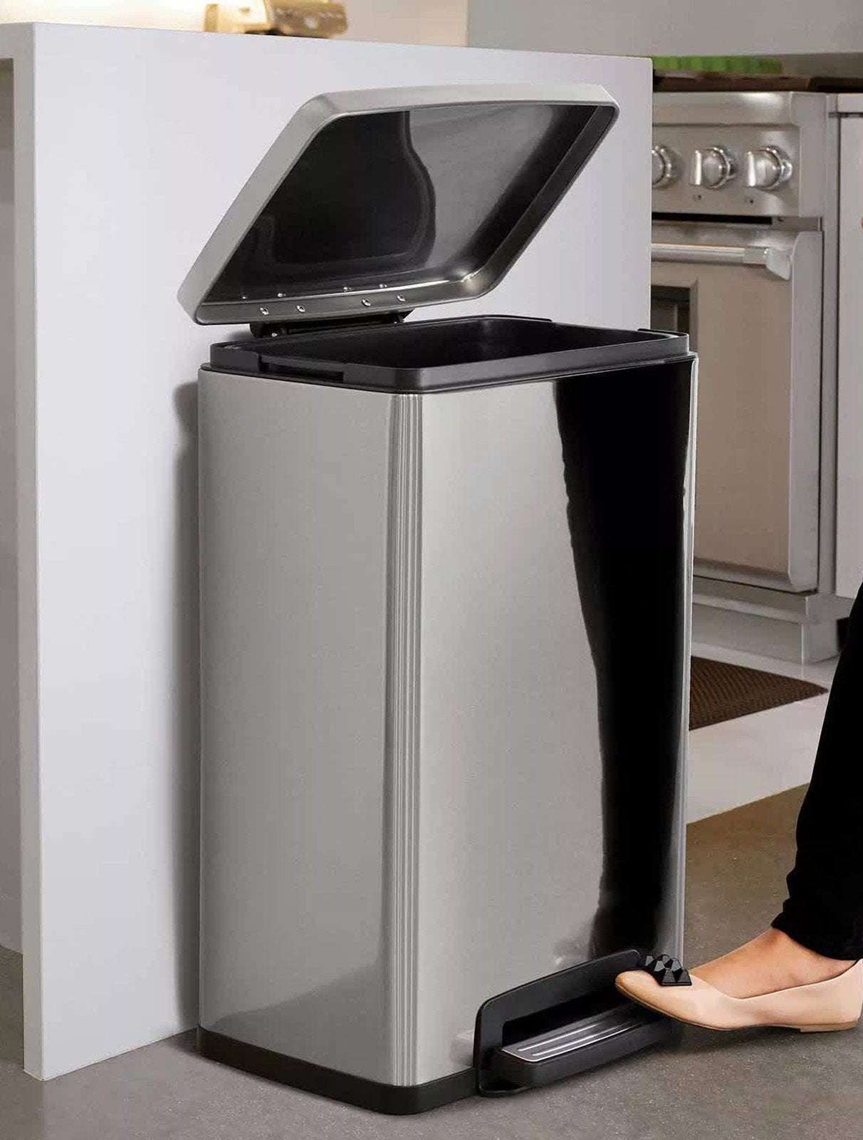 Stainless Steel 13 Gallon Step Trash Can Tramontina Garbage Bin Plastic Liner