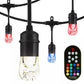 Commercial Outdoor Cafe String Lights 24' 16 Color Changing 12 Bulbs with Remote