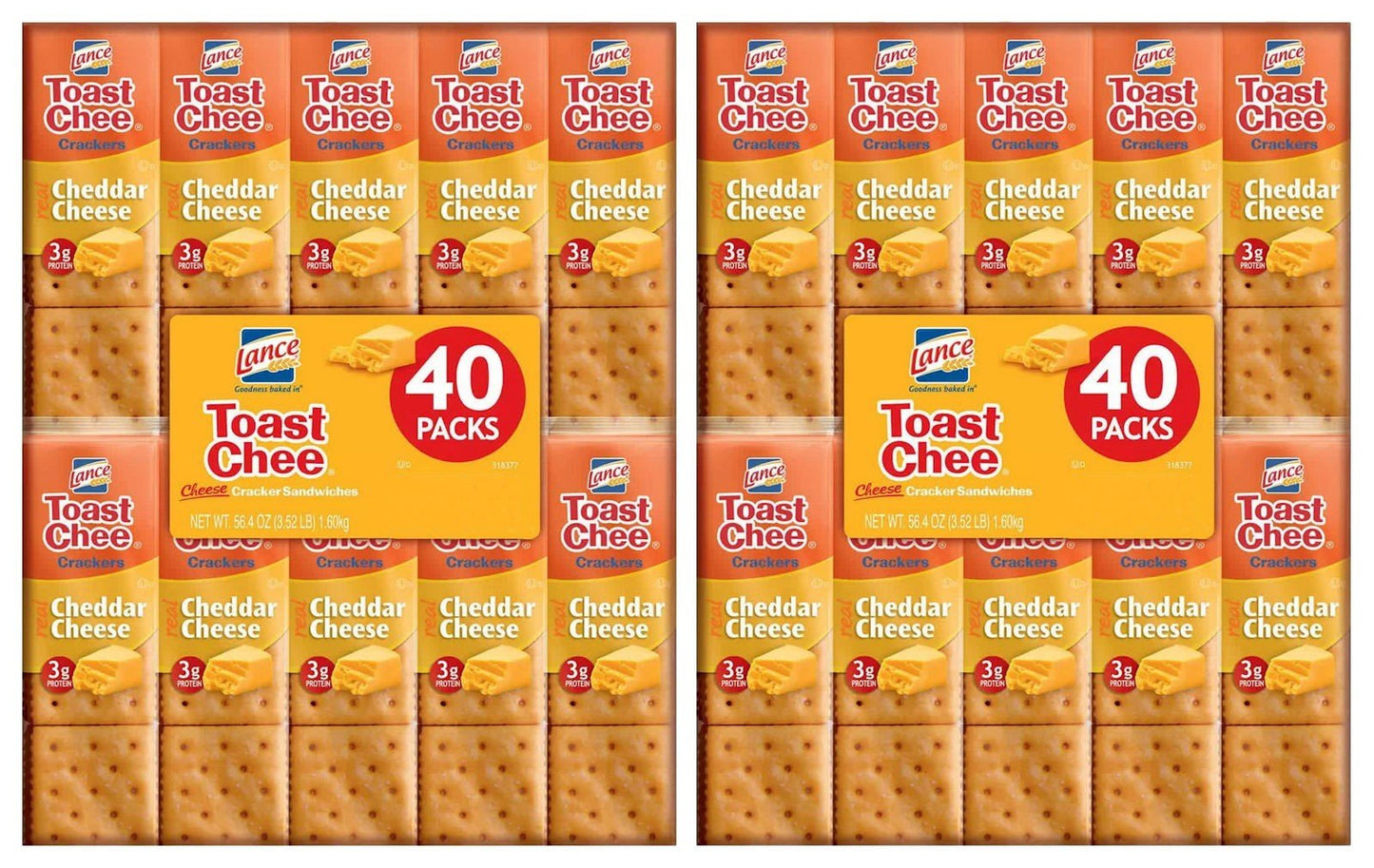 Two 40 Packs Lance Lance ToastChee Cheddar Cheese Crackers Snacks
