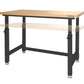 Adjustable Height Workbench Work Table Bench 48" Heavy Duty Wood Top