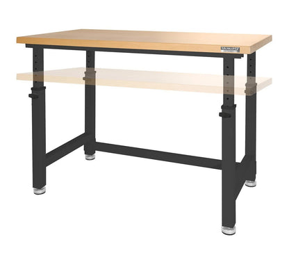 Adjustable Height Workbench Work Table Bench 48" Heavy Duty Wood Top