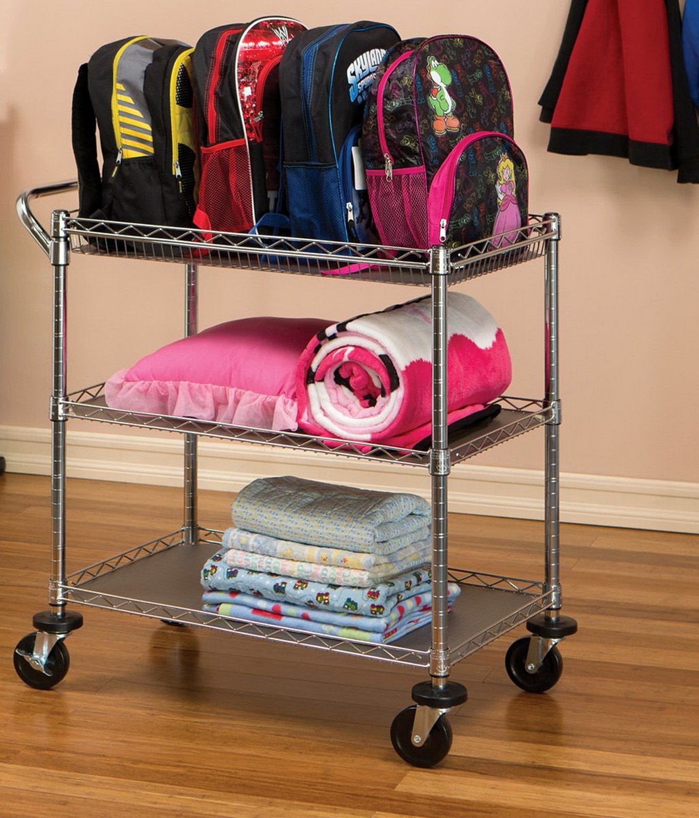 3 Shelf Rolling Steel Commercial Utility Cart Catering Tool Medical Kitchen NSF