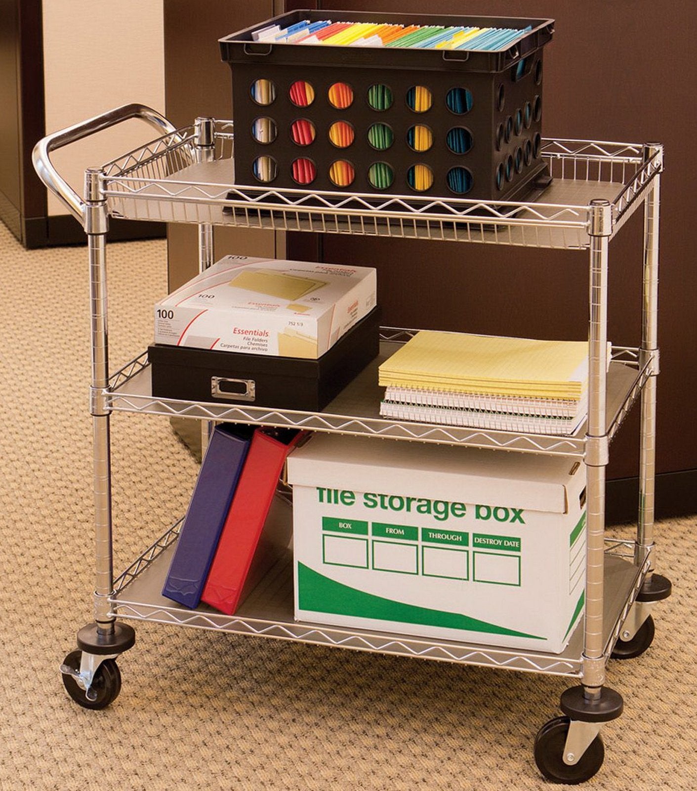 3 Shelf Rolling Steel Commercial Utility Cart Catering Tool Medical Kitchen NSF