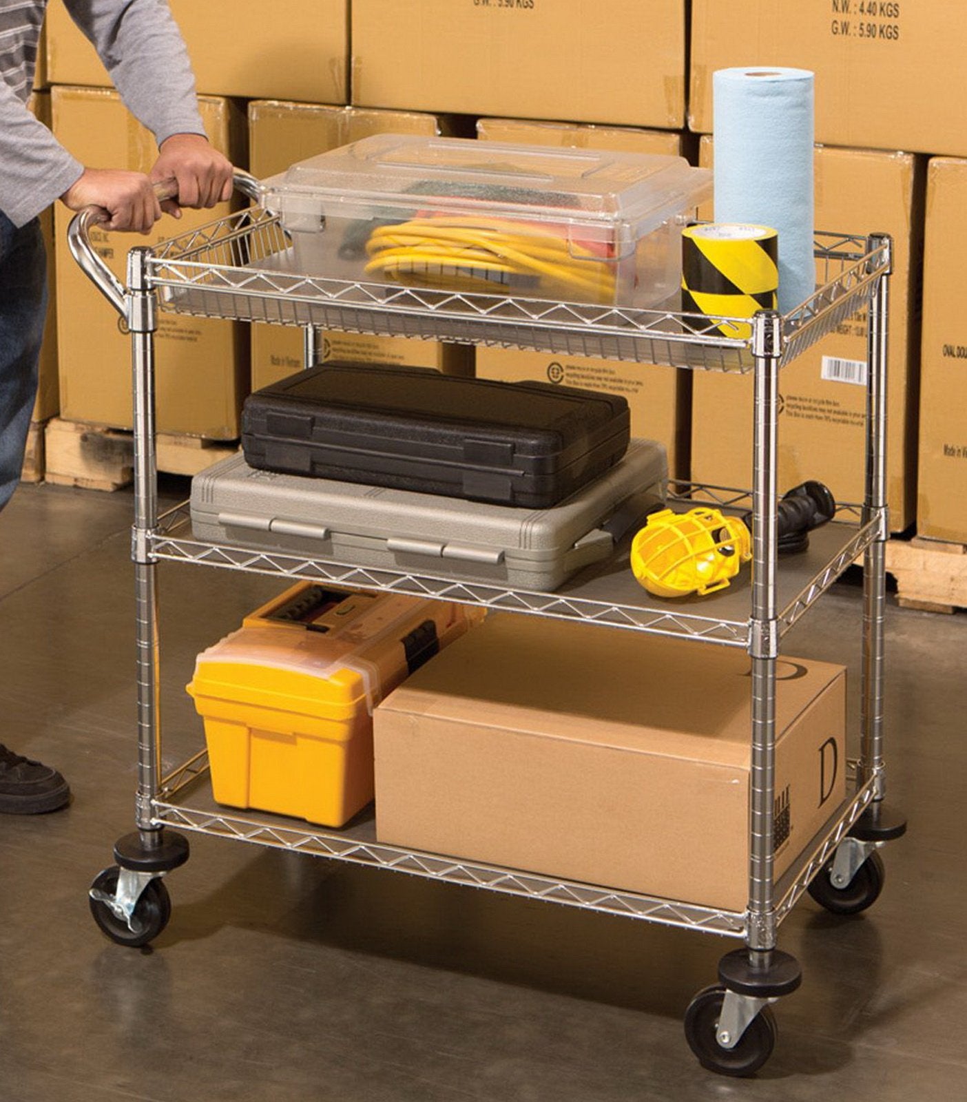 3 Shelf Rolling Steel Commercial Utility Cart Catering Tool Medical Kitchen NSF