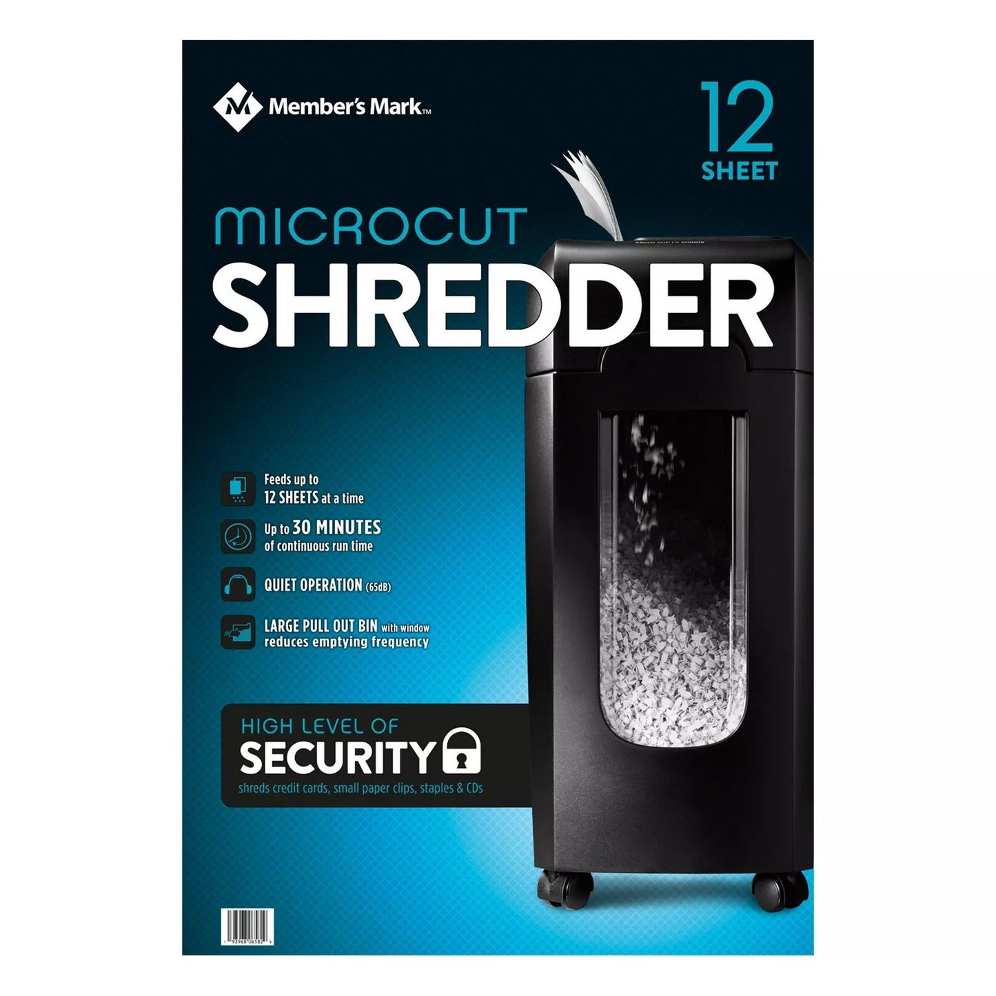 12 Sheet Micro-Cut Paper Shredder 4.5 Gallon Bin 30 Minute Run Time