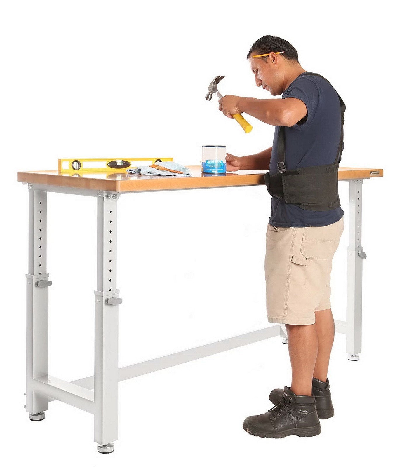 Adjustable Height Workbench Work Table Bench 72" Heavy Duty Wood Top
