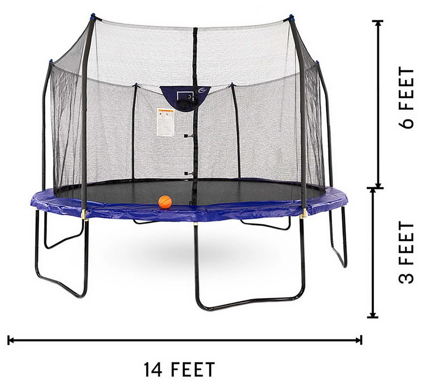 Skywalker 14' Round Trampoline with Basketball Goal Hoop Ball & Safety Enclosure
