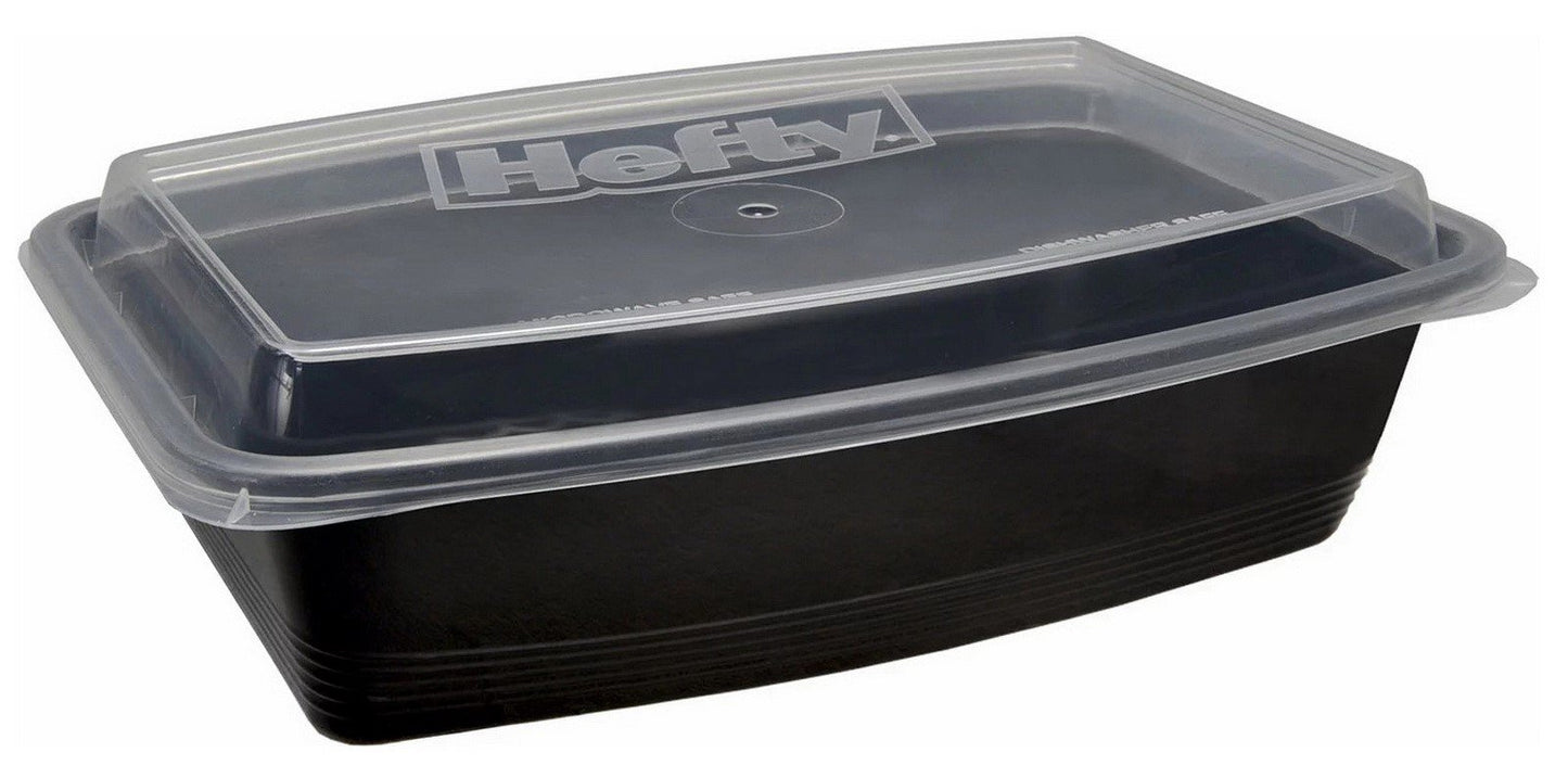 60 pc Hefty 28 oz Food Storage Containers 30 Take-Out Boxes 30 No-Leak Lids