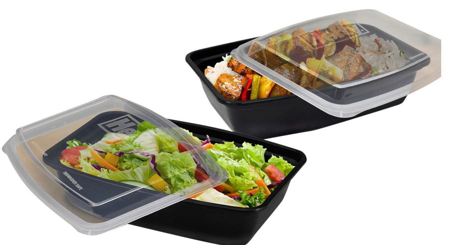 60 pc Hefty 28 oz Food Storage Containers 30 Take-Out Boxes 30 No-Leak Lids