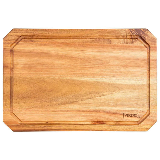 Viking Acacia Wood Kitchen Cutting Carving Board 18" x 12" Reversible Juice Well
