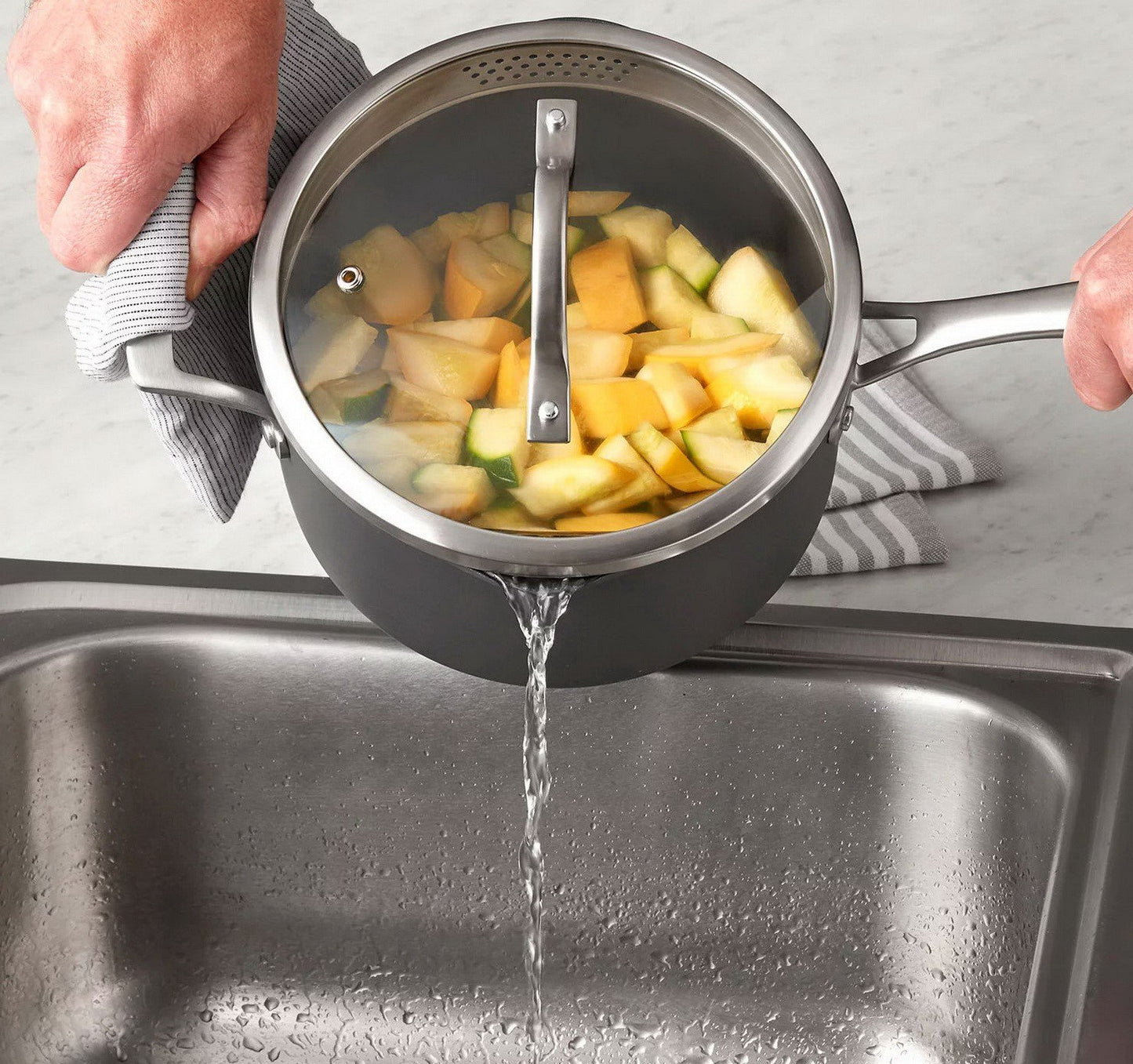 15 pc Cookware Set Saute Fry Sauce Pans Glass Lids Hard Anodized Aluminum