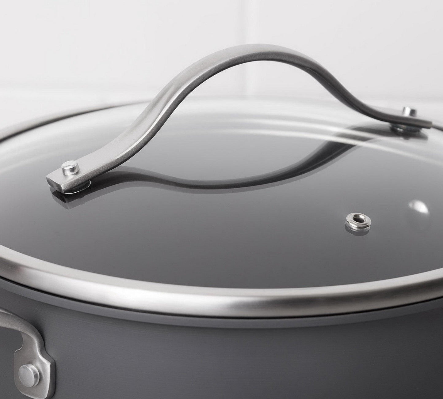 15 pc Cookware Set Saute Fry Sauce Pans Glass Lids Hard Anodized Aluminum