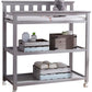 Flat Top Rolling Wood Changing Table 2 Storage Shelves with Pad White or Gray