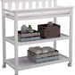 Flat Top Rolling Wood Changing Table 2 Storage Shelves with Pad White or Gray