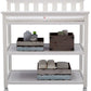 Flat Top Rolling Wood Changing Table 2 Storage Shelves with Pad White or Gray