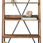 68" Tall Solid Wood Ladder Shelving Unit Bookshelf 4 Large Shelves Angled Legs