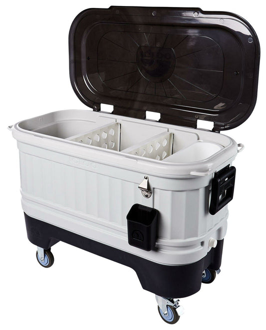 Large Igloo 125 Qt Rolling Ice Chest Party Bar Cooler 212 Can Capacity
