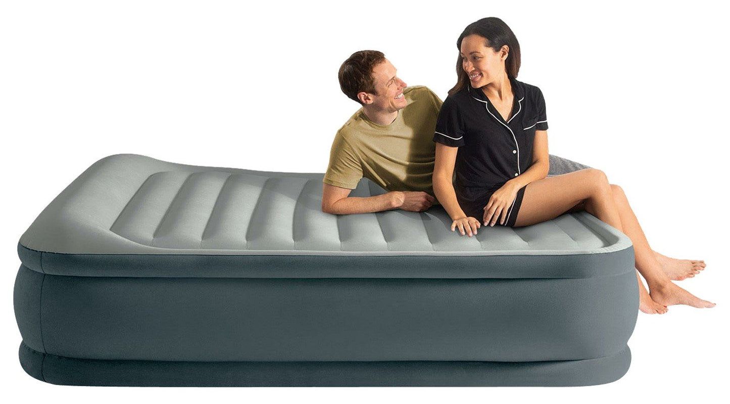 Intex Queen Dura-Beam Deluxe Comfort Pillow Rest Airbed with Internal Pump