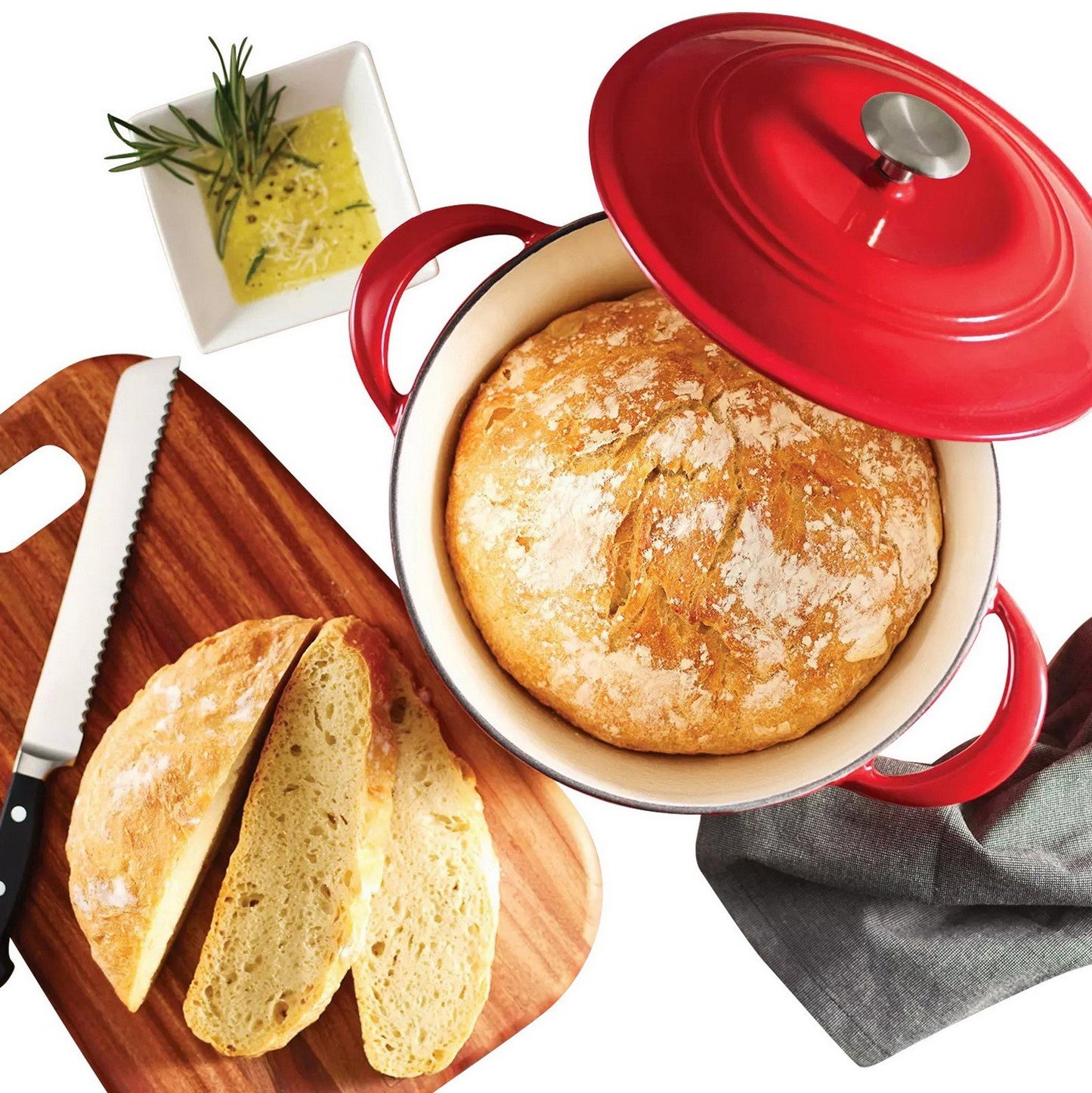 Tramontina 7 Quart Dutch Oven Enameled Cast Iron Covered Round Large Cooking Pot