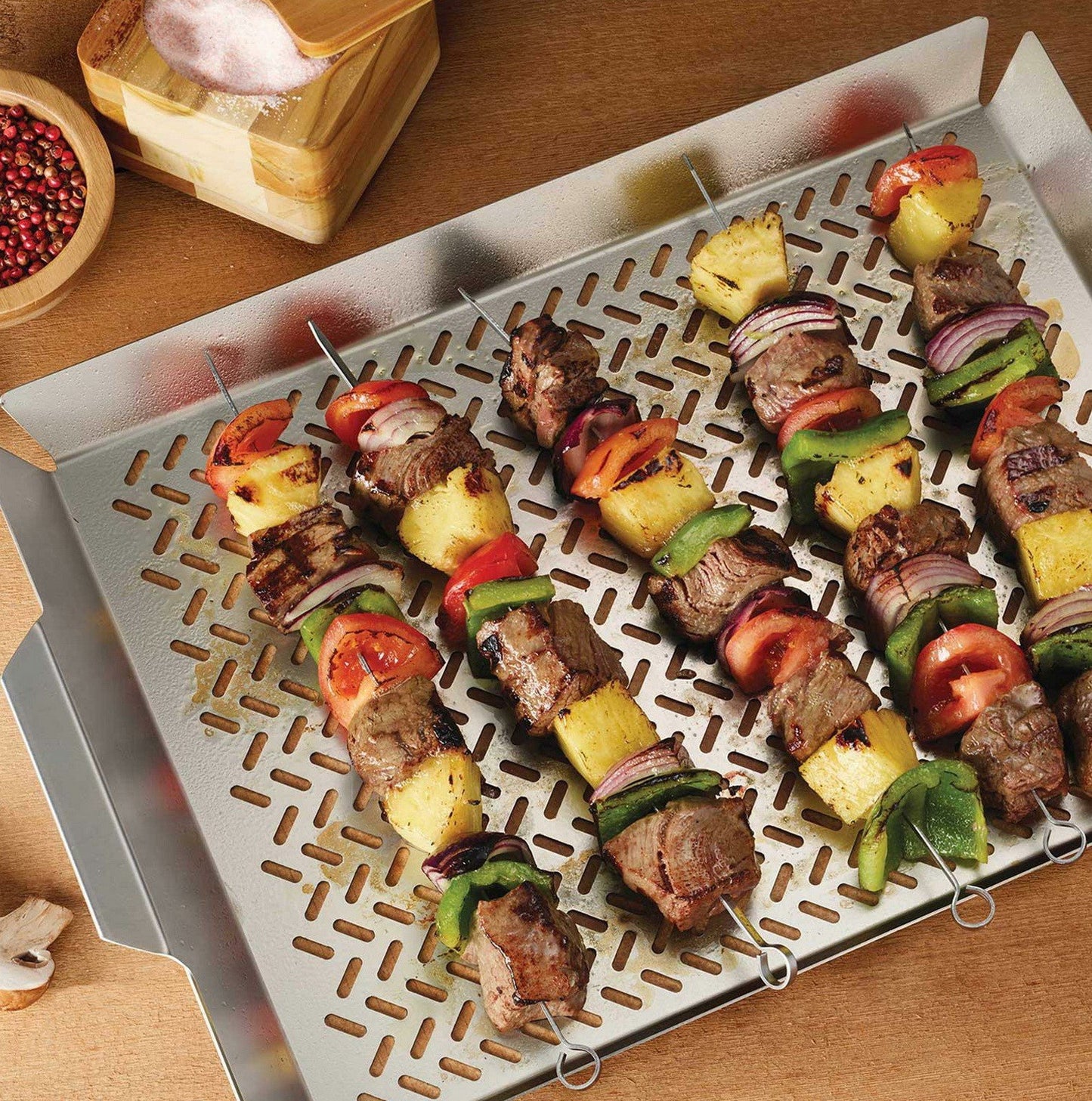 Set of 2 Stainless Steel Outdoor BBQ Grill Roasting Pans 19" x 13" Perforated