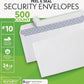 500 #10 White Security Envelopes 500 count Peel & Seal Closure