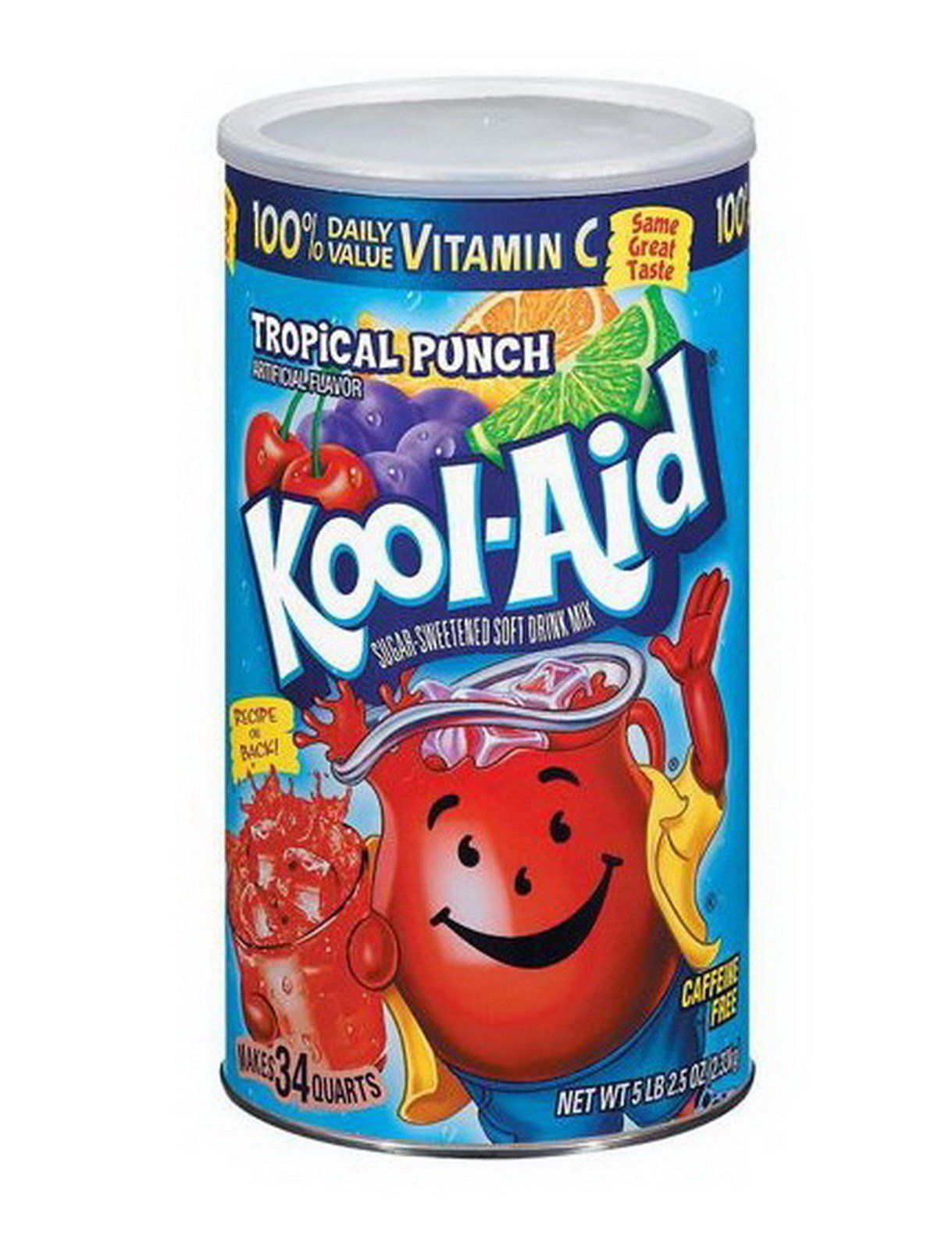 2 4 or 6 Cans 34 Qt Kool-Aid Tropical Punch Drink Mix Sugar Sweetened Kool Aid