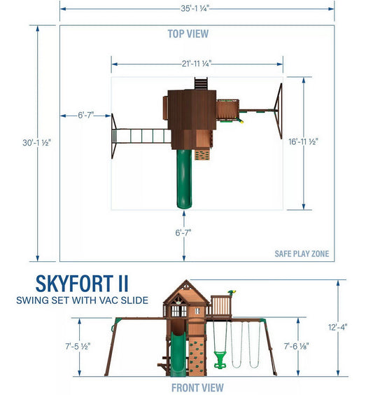 Cedar Wood Playground Swing Set Huge 9 Kid Fort Wave Slide Climbing Wall
