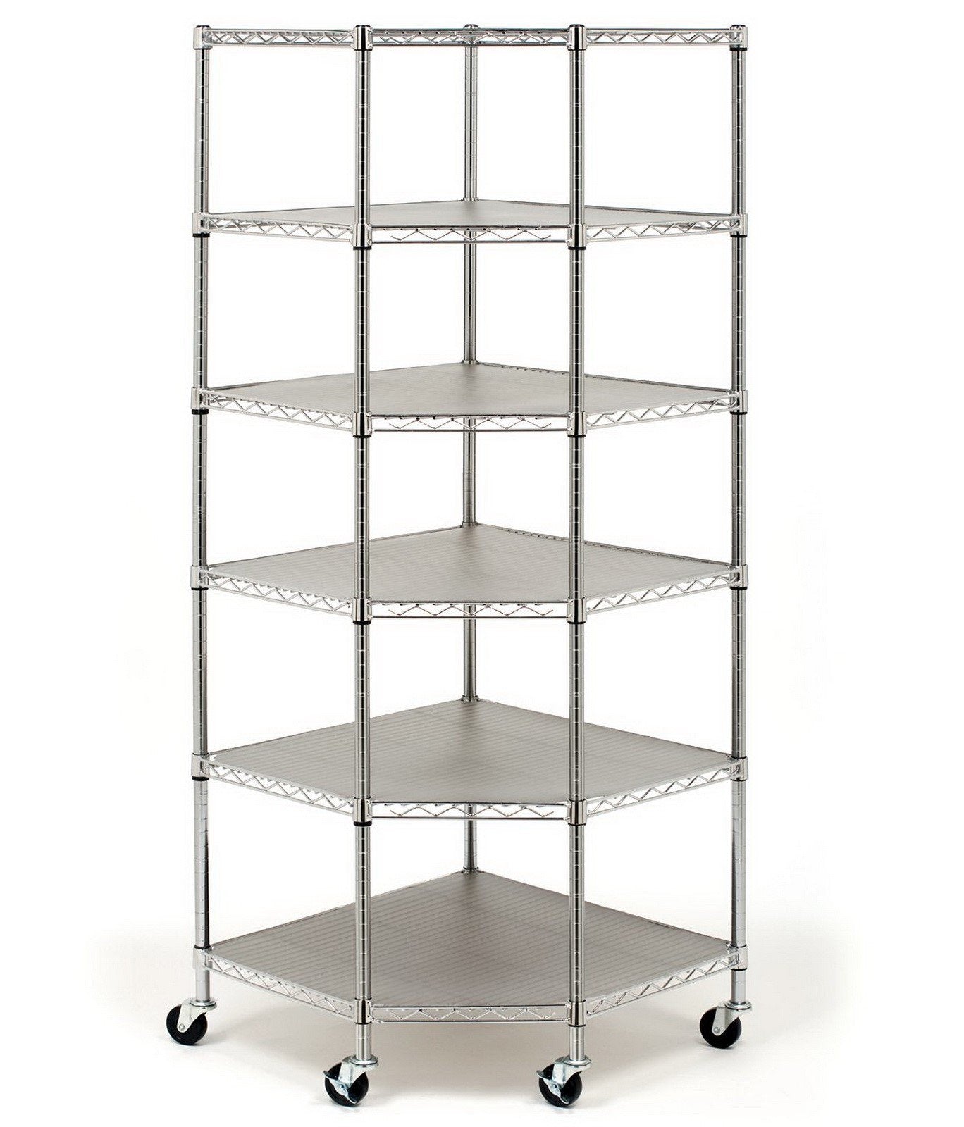 6 Tier Corner Shelving Unit Heavy Duty Steel Storage Shelf Adjustable Height