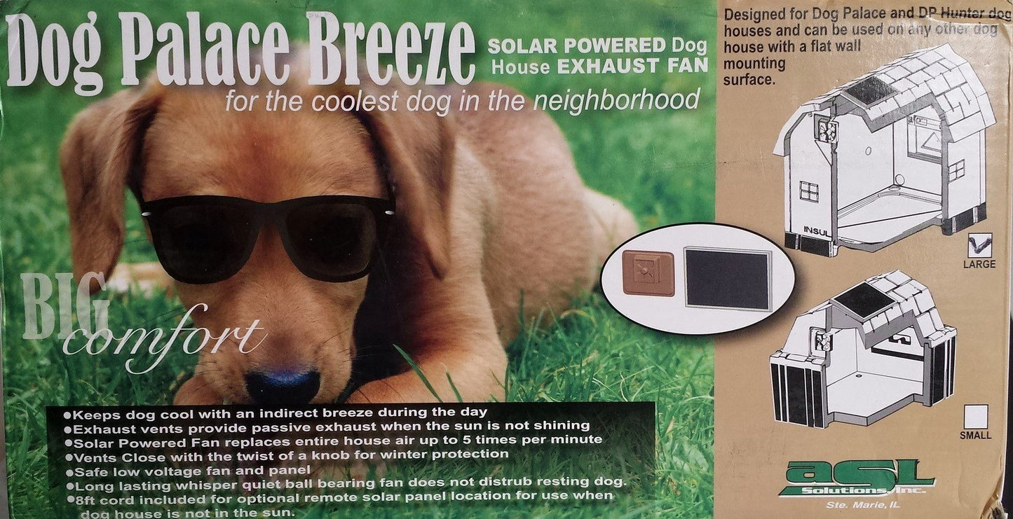 Large Doghouse Exhaust Vent Fan Solar Powered Palace Dog House Fan