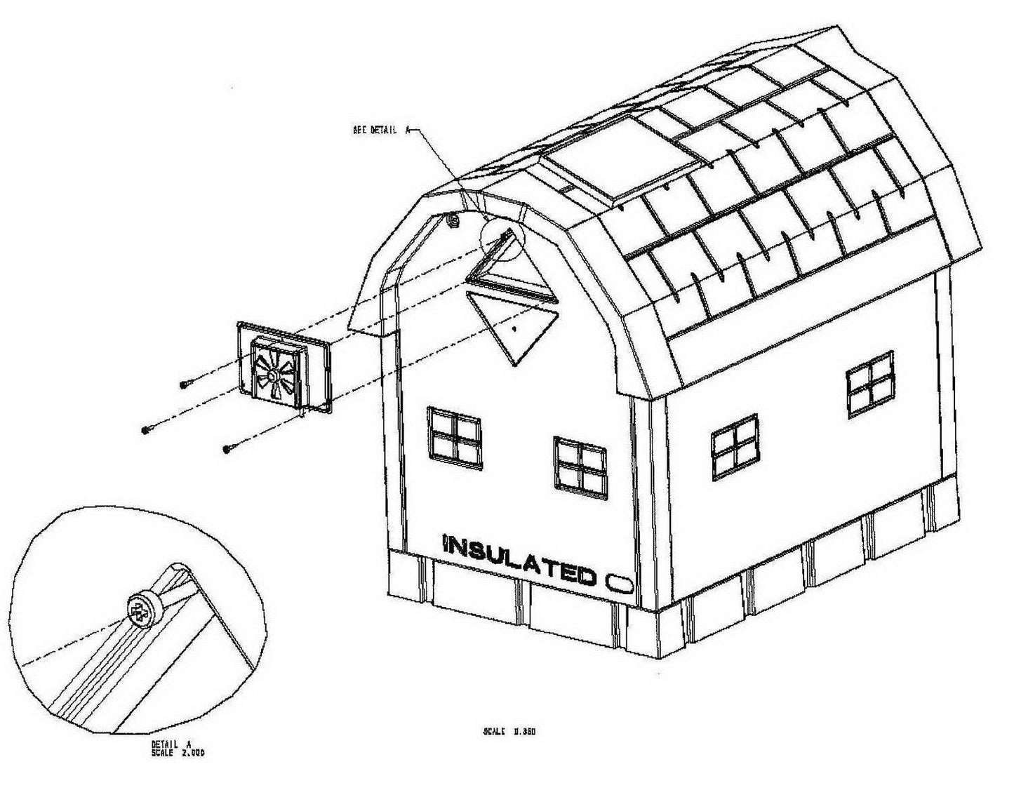 Large Doghouse Exhaust Vent Fan Solar Powered Palace Dog House Fan
