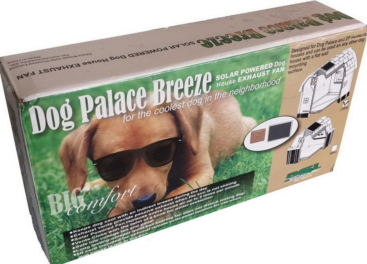 Large Doghouse Exhaust Vent Fan Solar Powered Palace Dog House Fan